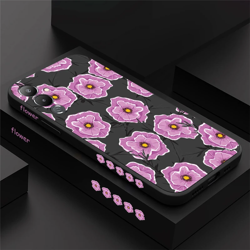 Graceful Pink Flowers Case For Infinix Tecno Pova 4 NEO 6 Pouvoir 4 Pro Soft Silicone Shockproof Bumper Back Phone Cover Fundas