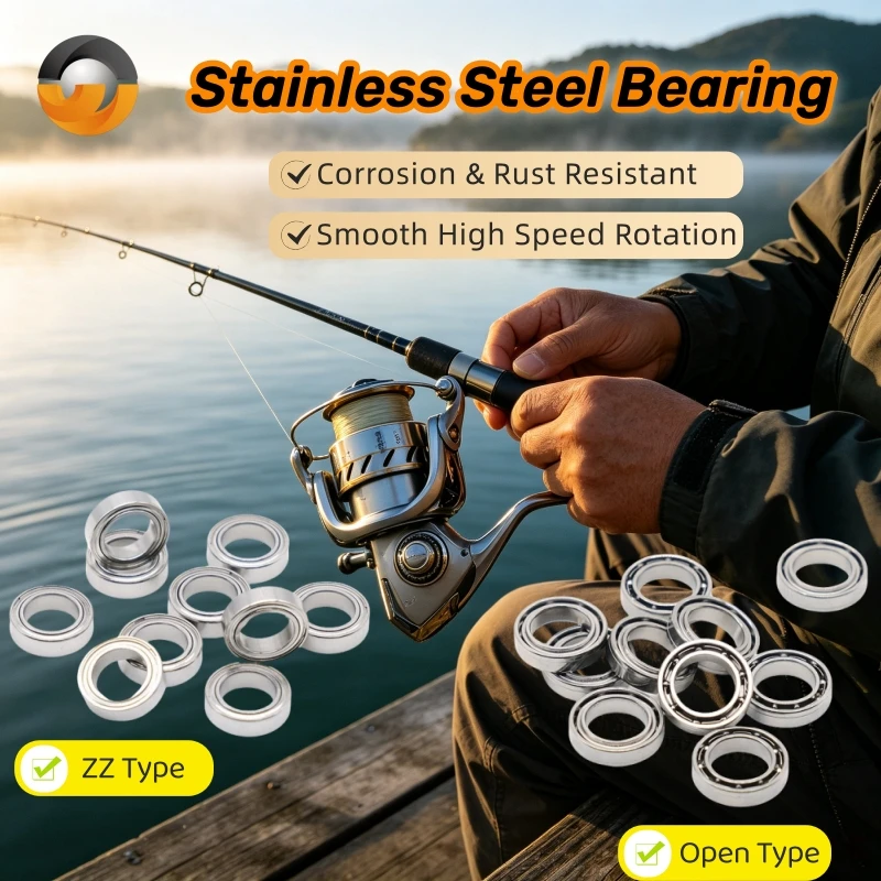 SMR74ZZ 4x7x2.5mm Bearing 10Pcs Stainless Steel Small Bearing 3x8x4 4x8x3 4x10x4 5x10x4 6x10x3 7x11x3 8x16x5 mm for Fishing Reel