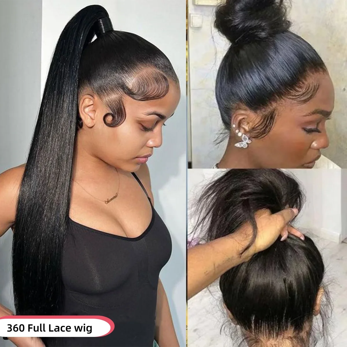 

360 Lace Front Wigs Human Hair 210 Density Straight HD Transparent 370 Lace Frontal Wig Pre Plucked Brazilian Hair Bling