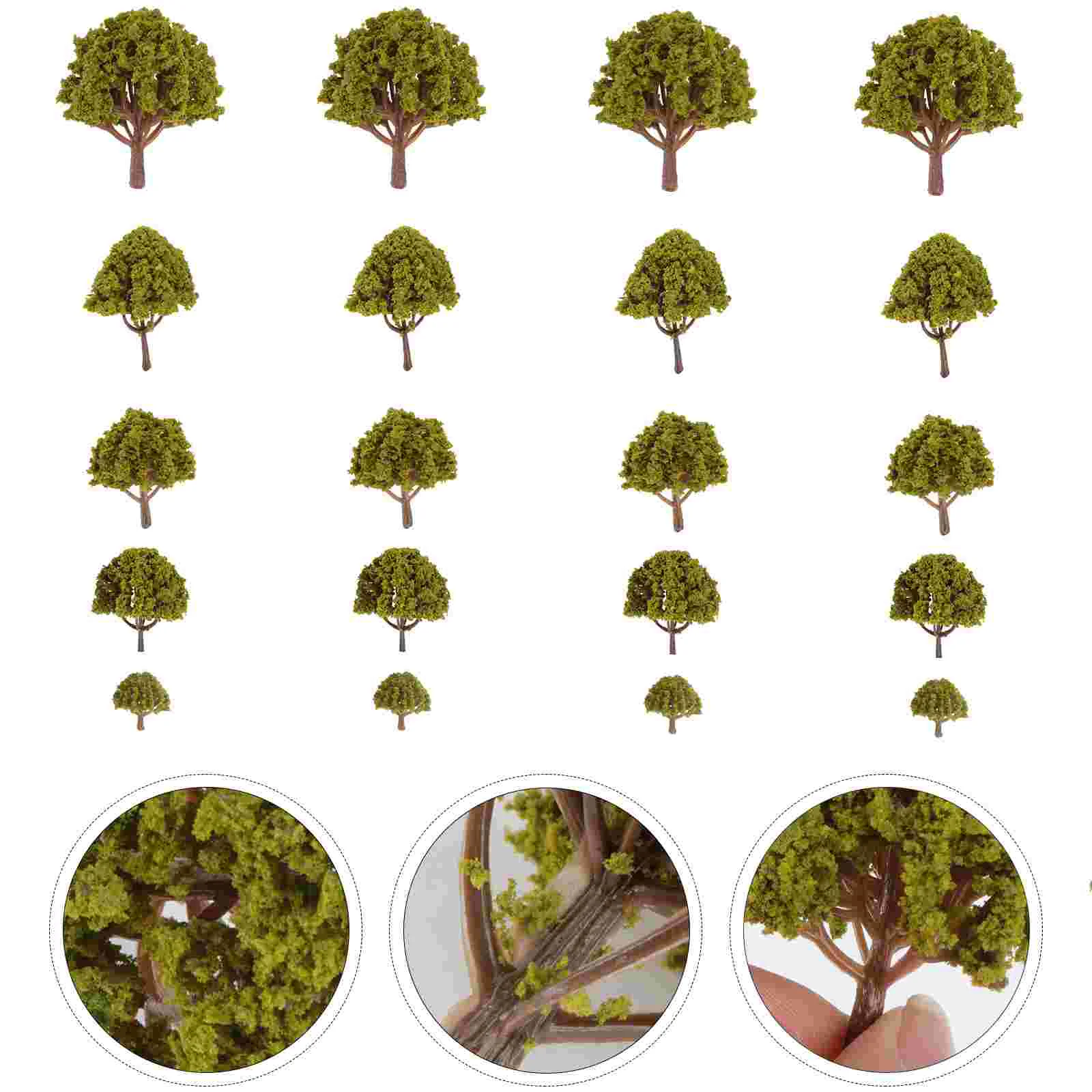 

20pcs Model Scenery Landscape Trees Yellow Scenery Layout Props 3CM-8CM (Green) Yellow Scenery Layout Landscape Trees