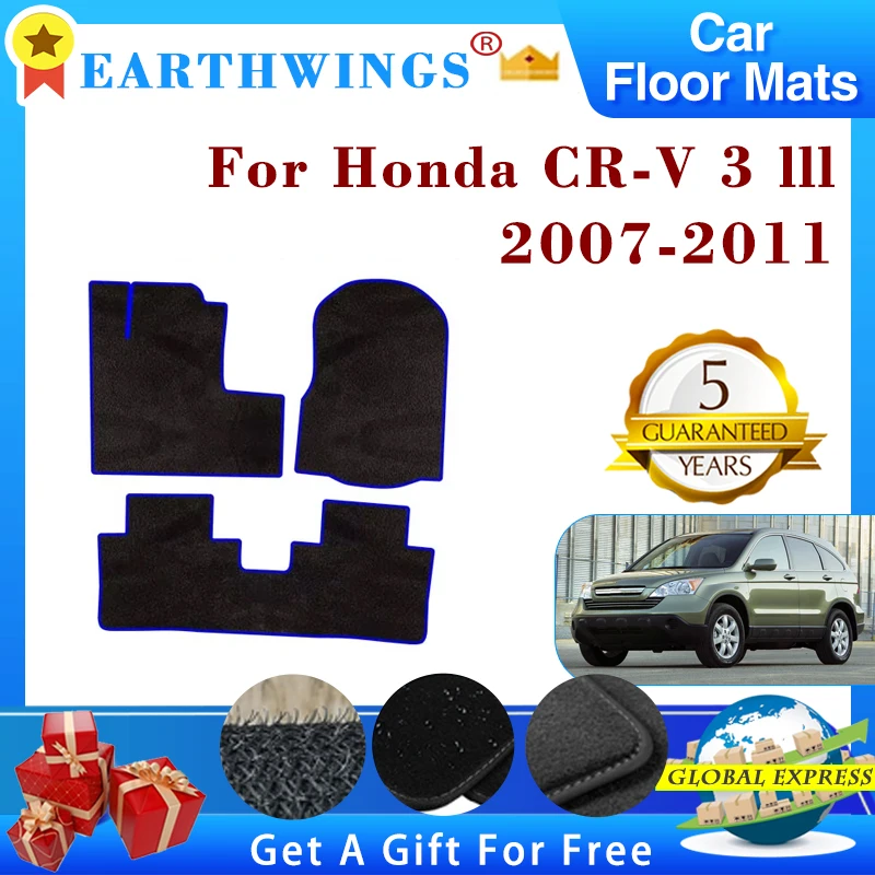 Car Floor Mats For Honda CR V 3 Accessories CRV-3 lll 2007-2011 Carpets Footpads Anti-slip Cape Rugs Cover Interior Foot Pads