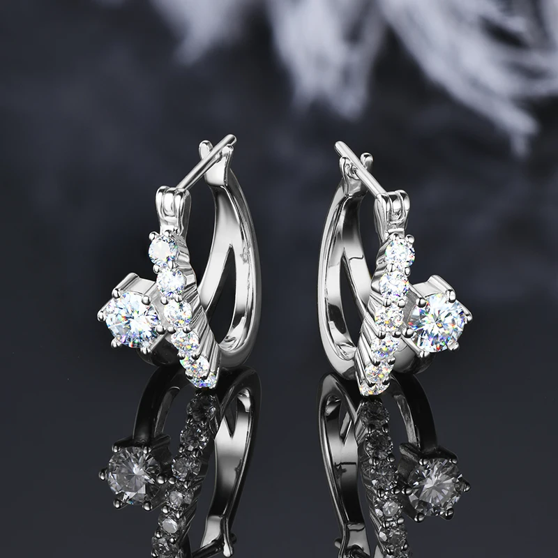 

Серьги IOGOU D0.48CT из настоящего муассанита с стерлингового серебра 925 пробы, оригинальные серьги-кольца Huggie для женщин, сверкающие ювелирные изделия