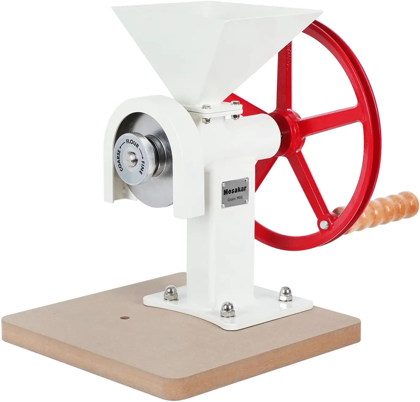 Hand Crank Grain Mill - White. Hand Operate Food Grinder For Dry And Oily Grains. Manual Kitchen Flour Mill. Wheat Corn Spice