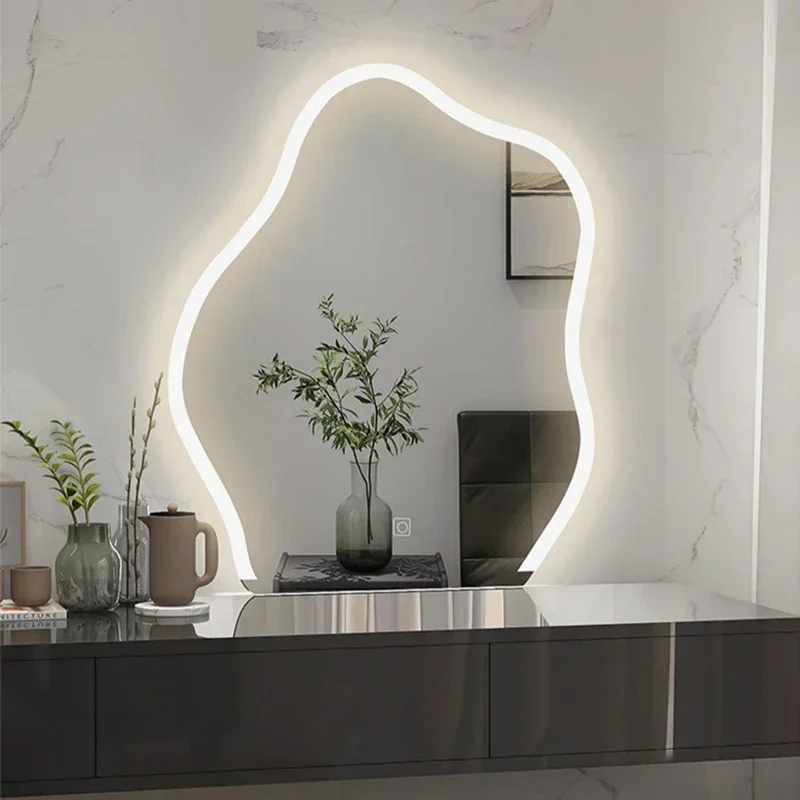 Wall Mirror Irregular LED Bathroom HD Reflection Explosion Proof