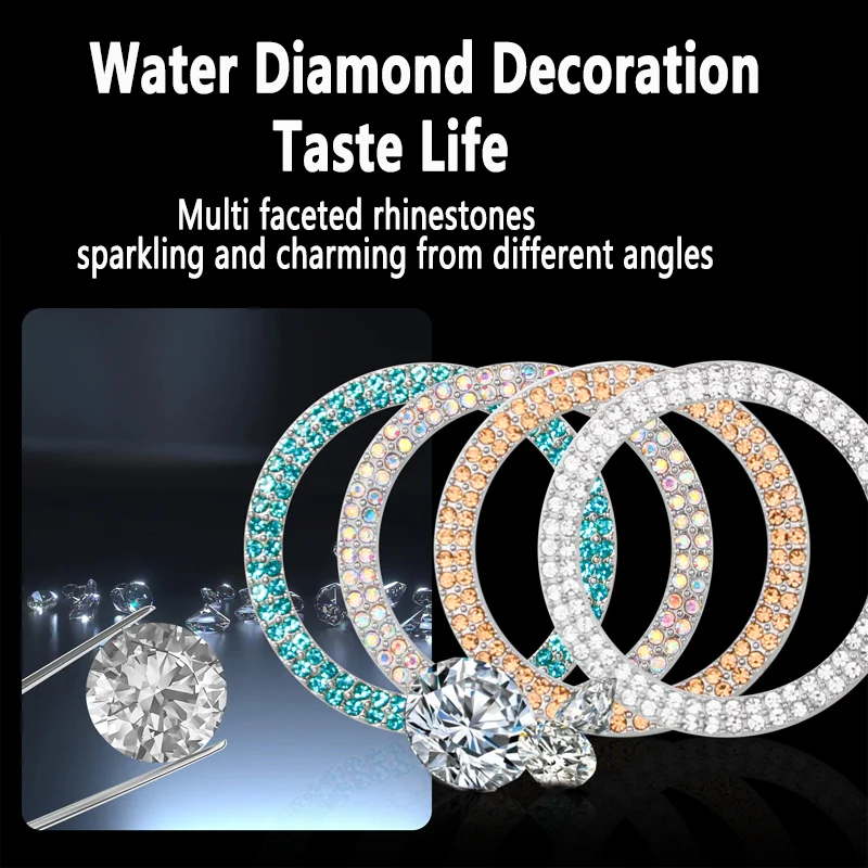 Decoration Ring Diamond Rhinestone Car Decor One Click Start Button Engine Start Stop Switch Button Cover