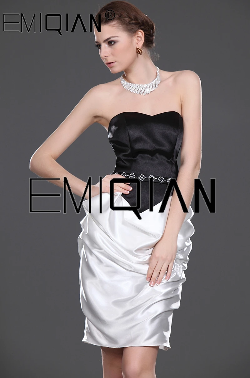 

Black & White Short Mother of the Bride Dress Formal Wedding Party Dress Designer Sheath