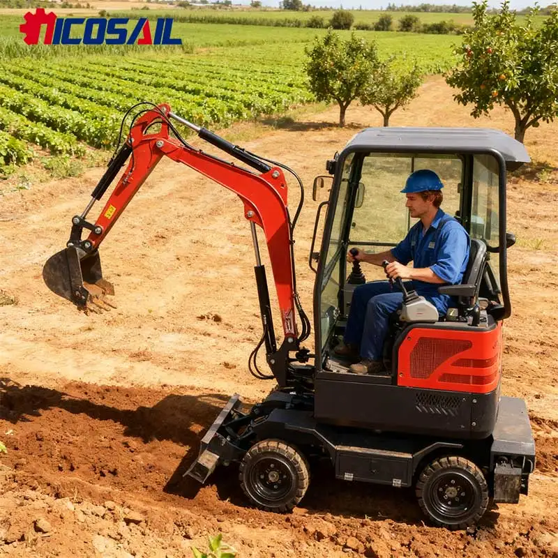 

Flexible Mini Wheel Excavator , High Efficiency in Agriculture, Line Laying & Construction Applications