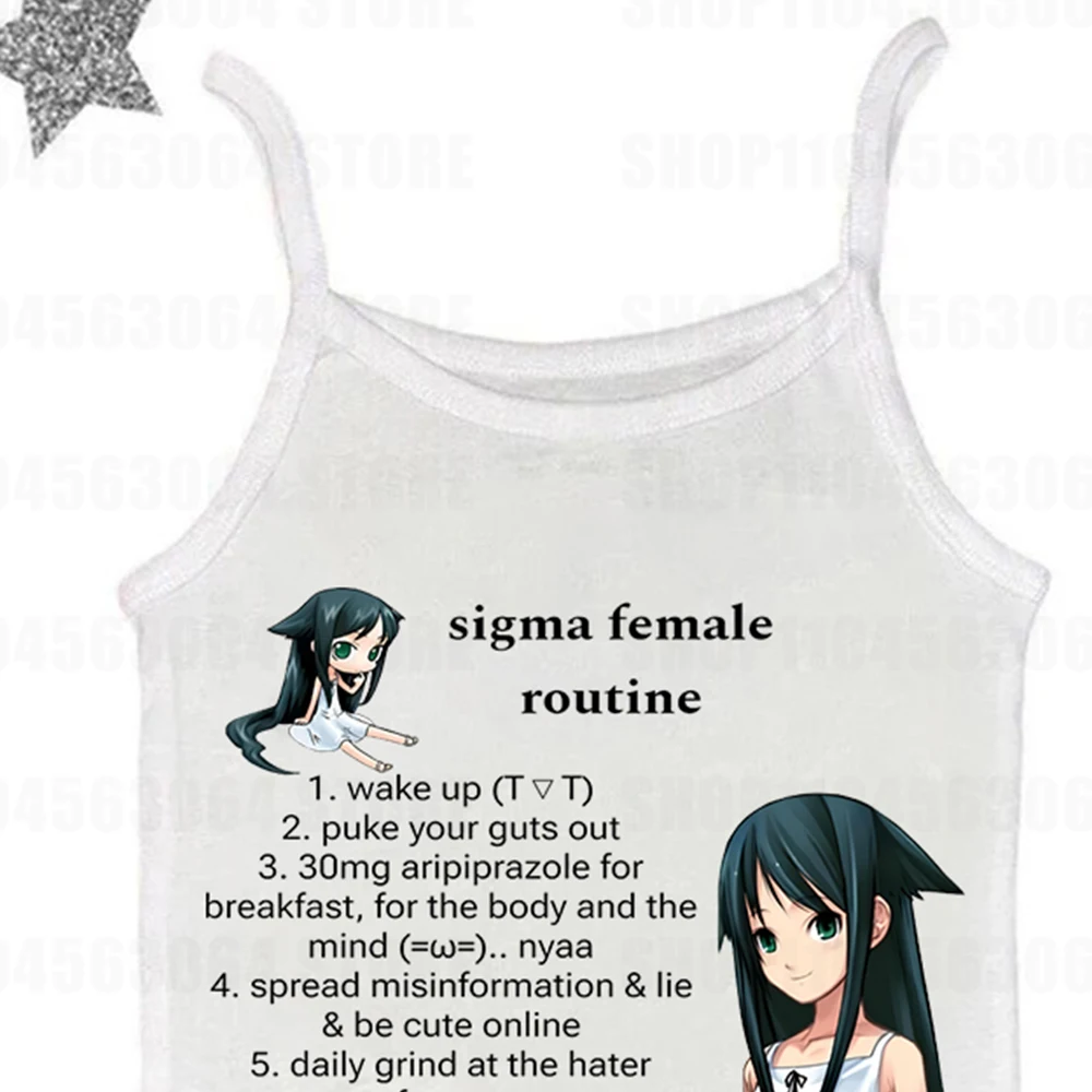Kawaii Harajuku Fairy Vintage Fashion Gothic Print Tank Top Clothing Women's Summer Tops 2000s Star Girl Baby Tee Y2K Top E-girl