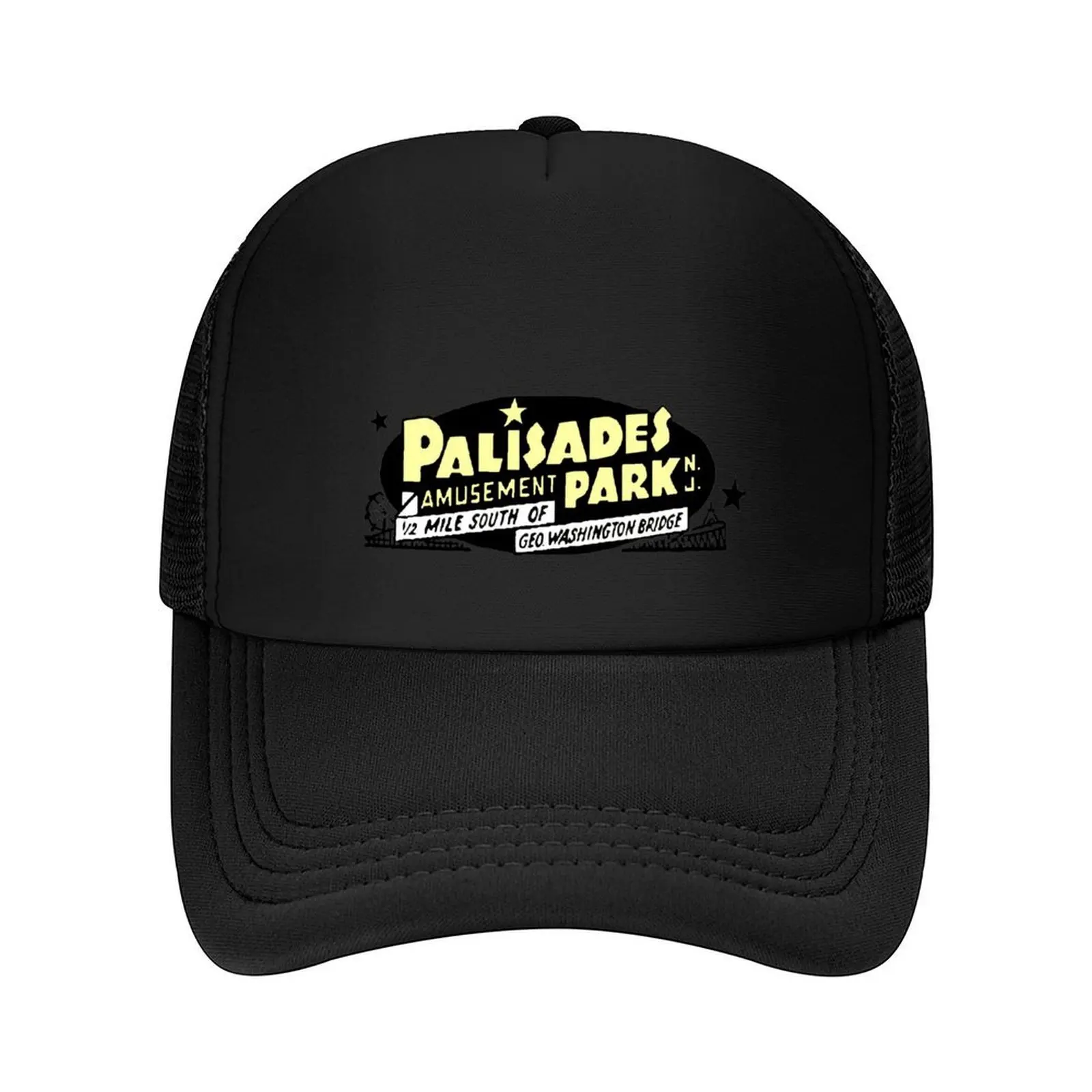 

Palisades Amusement Park New Jersey Retro Vintage Logo Design Baseball Cap black Male Women's