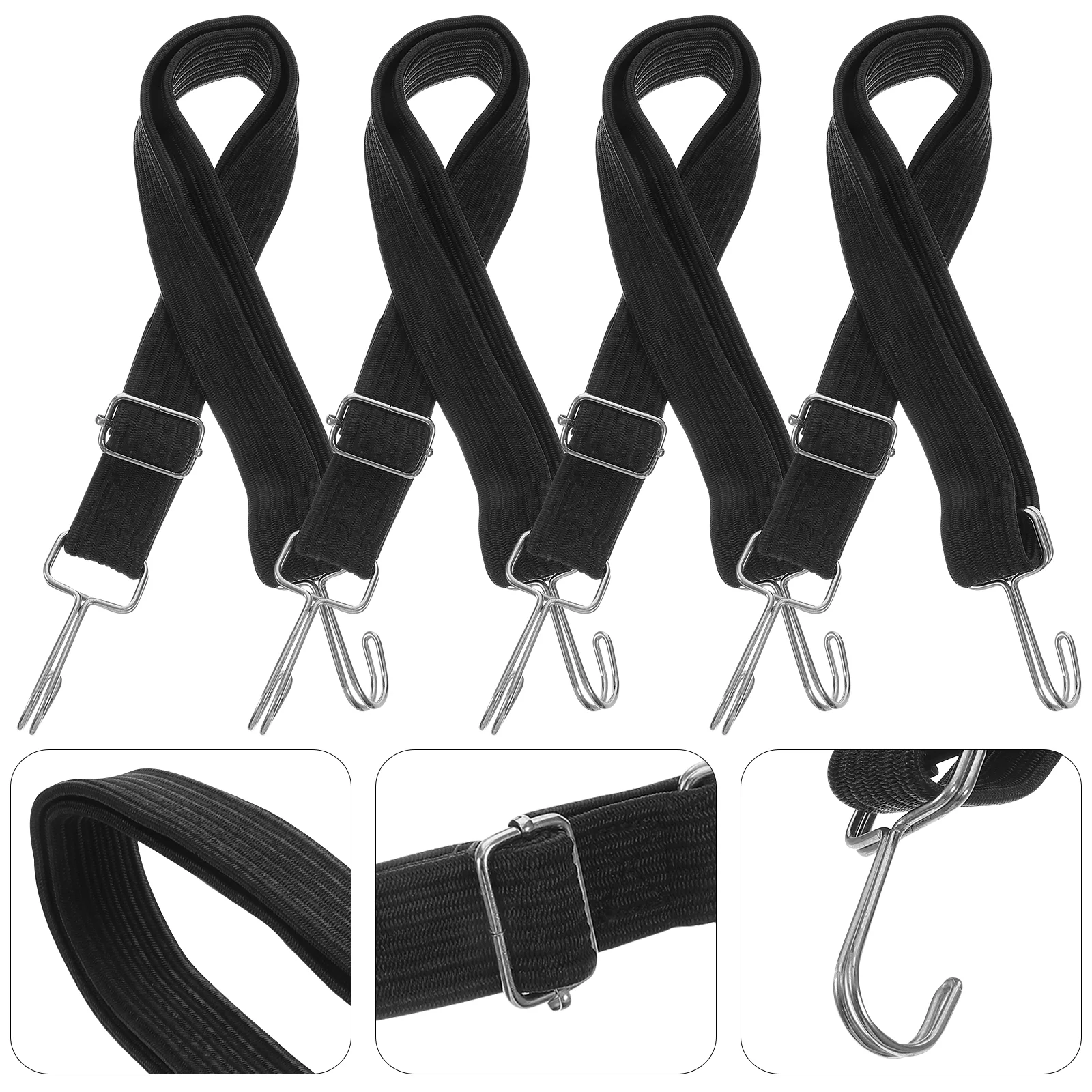 4 stücke Bungee-Schnur mit Haken verstellbaren Nylon-Latex-Riemen flache Bungee-Riemen