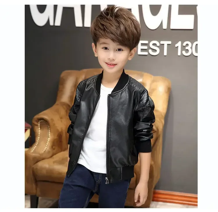 

Arrived Boys Coats r Fashion Korean Children's Plus Velvet Warming Cotton PU Leather Autumn Winte Jacket For 1-11Y Kids Hot