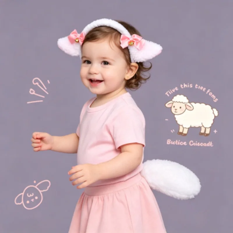 

2Pcs Plush Ear Clips & Fluffy Tail Accessory Set, Kids Props for Stage Performance, Party Photography and Holiday Decorations