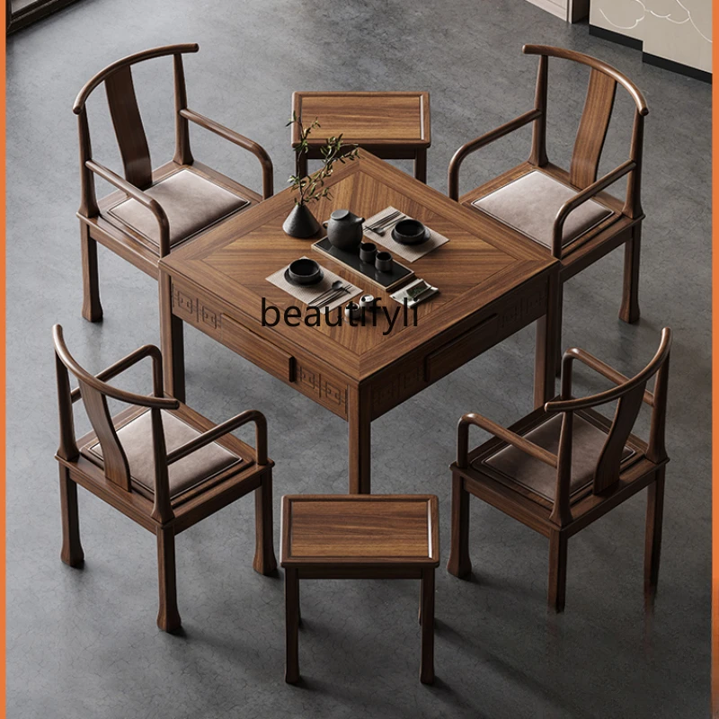 

Solid Wood Mahjong Table Automatic Household Mahjong Machine Dining Table Dual-Use New Chinese Bass Machine Hemp Brand