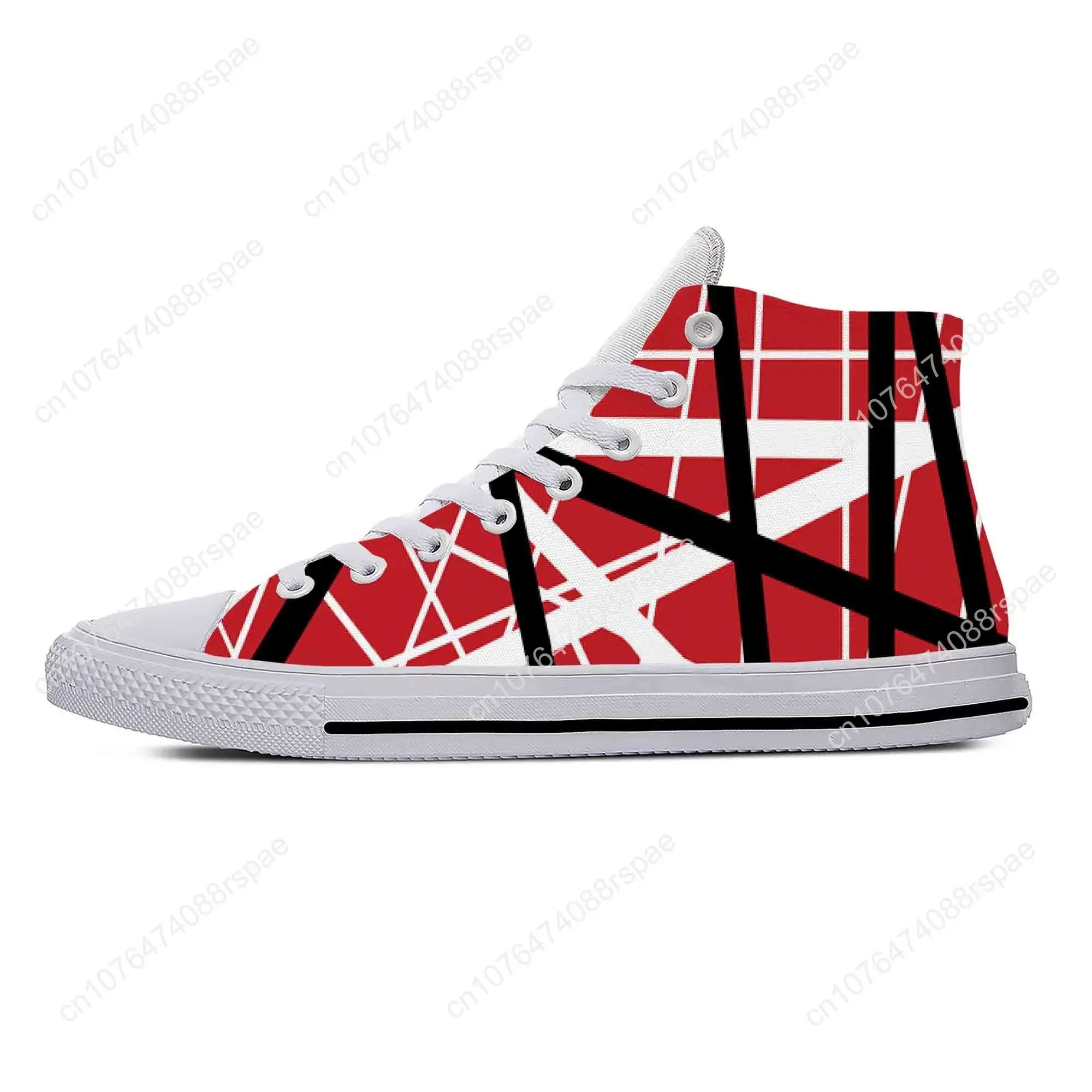 Hot EVH 5150 sepatu kain model bergaris, sepatu sneaker pria wanita kasual atasan tinggi ringan bersirkulasi, pita musik Rock gitar motif 3D