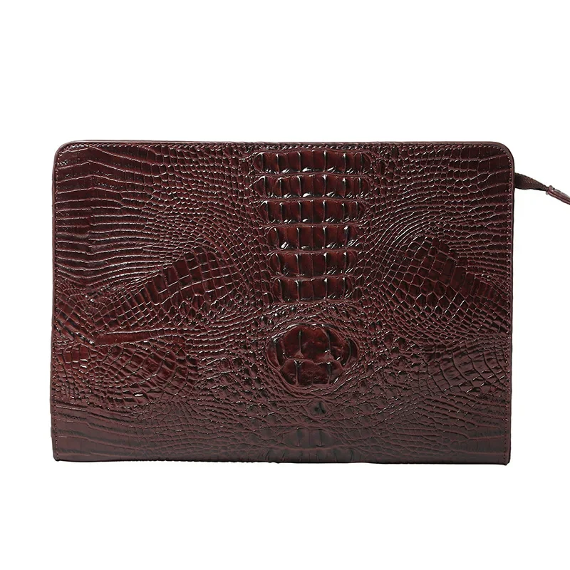 Bolsa de crocodilo para homens e mulheres, bolsa de couro PU, bolsa envelope, embreagem IPAD, design de luxo, moda empresarial