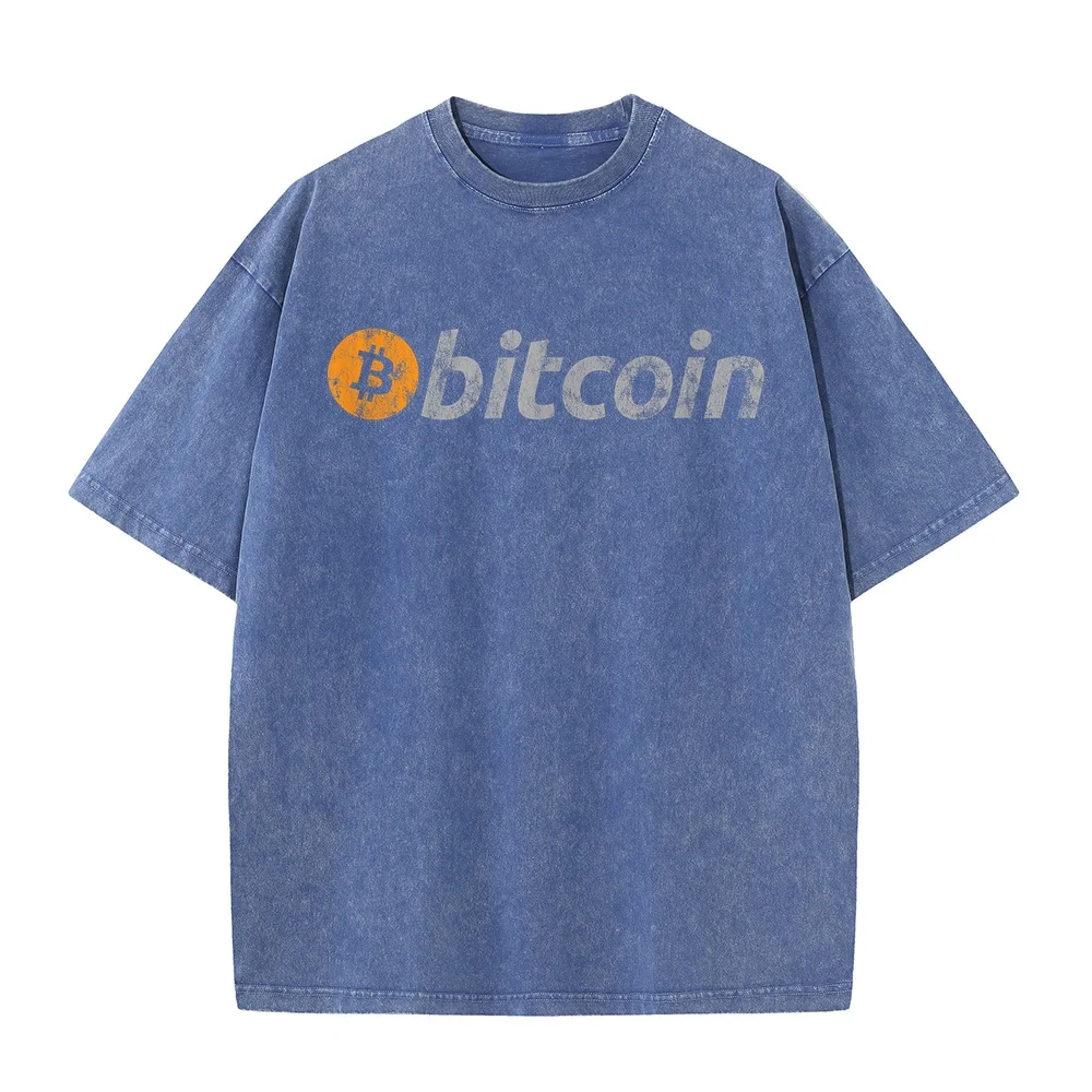 Vintage Look Bitcoin Logo T-Shirt Black Unisex-Adults Short Sleeve Classic Fit Cotton Blend Small Luxury Brands Men's
