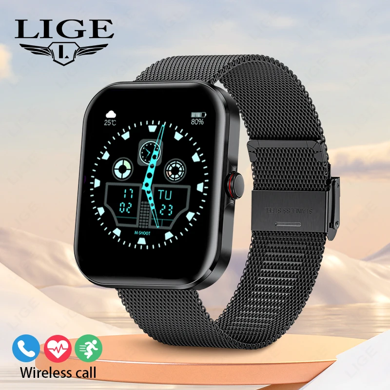

LIGE Smart Watch 2026 Luxury Sports Tracker Health Sleep Monitoring Message Reminder Bluetooth Call Music Playback Men's Watch