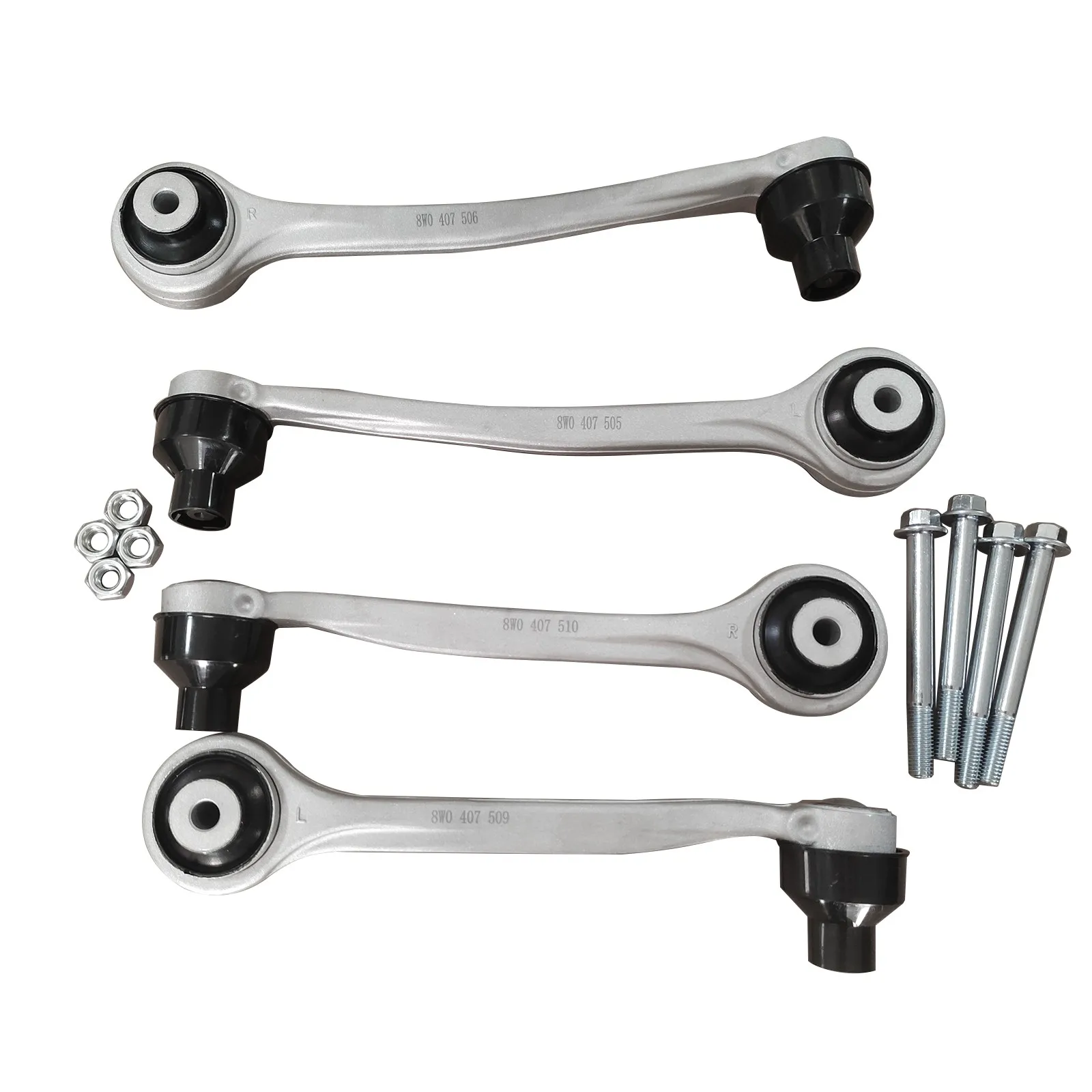 AP01 4Pcs Front Upper Control Arms Kit For 16-22 Audi A4 A5 S4 S5 RS4 RS5 B9 8W F5 8W0407509A, 8W0407510A, 8W0407506A, 8W0407505A, 8W0407509B, 8W0407510B, 8W0407506C, 8W0407505C, 8W0407509E, 8W0407510E, 8W0407506E, 8W0407505E, 3931201, 3931301, 3931401