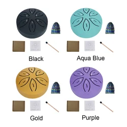 3 Inch 6-Tone Steel Tongue Drum Mini Hand Pan Drums with Drumsticks Rain Drum for Yoga Meditation Instrument Drum Accessories