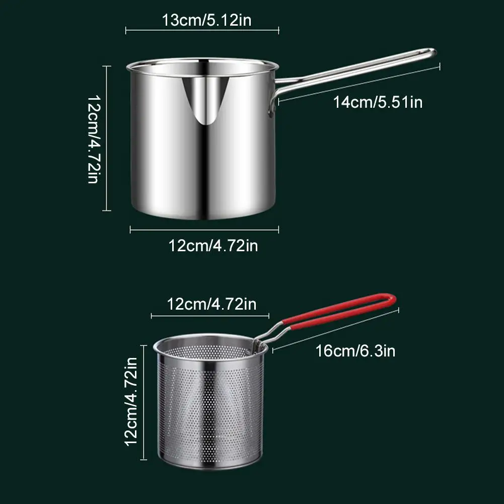 Stainless Steel Deep Frying Pot Set With Strainer Basket Multipurpose Noodle Pasta Boiler Cooking Pot Small Fryer for Chicken view 6