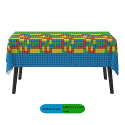 Brick-Style Birthday Party Tablecloth Building Blocks Party, Gamer Birthday Party Supplies, Party Theme Table Cover