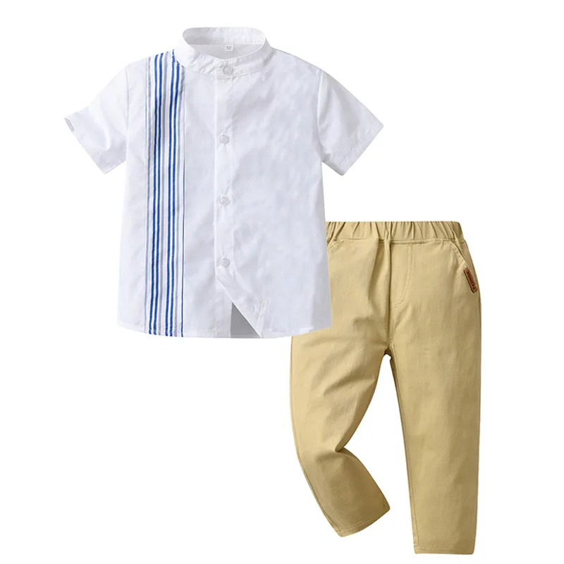 

Baby Boys Clothing Sets Summer New Boys Fashion Handsome Suit Short sleeve Shirt +Trousers Sets Kids Gentleman Clothes 1-6Y