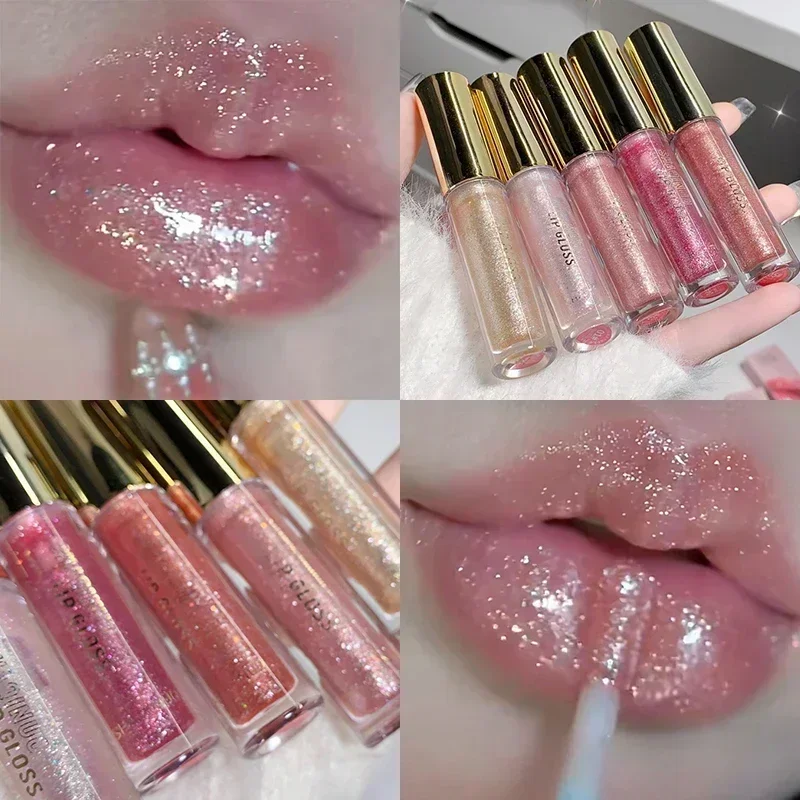 Mirror Pearl Lip Gloss Kolorowy perłowy brokat LipGlaze Wodoodporna, długotrwała, nawilżająca, błyszcząca szminka w płynie Makijaż