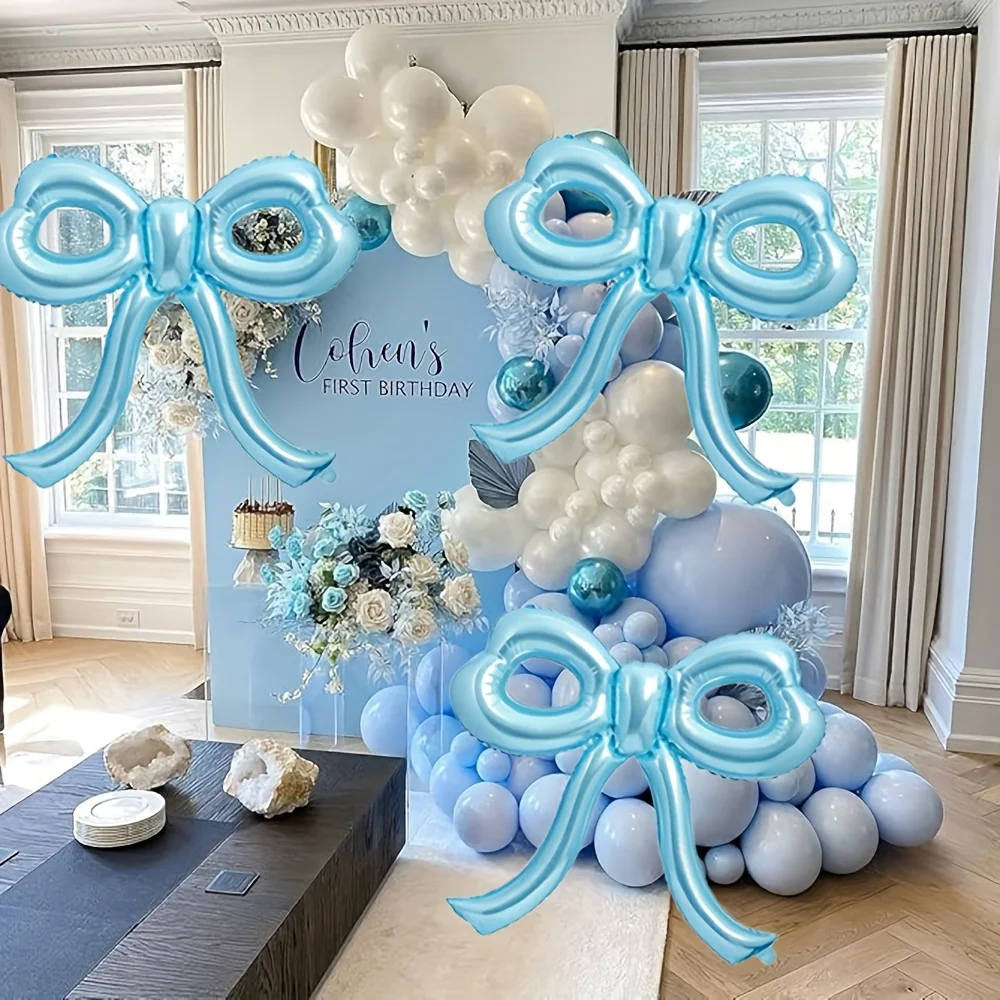 4/8 قطعة بالونات القوس الوردي والأسود والأزرق القوس زينة الحفلات لاستحمام الطفل وأعياد الميلاد والخطوبة والزفاف ومستلزمات حفلات ديكو