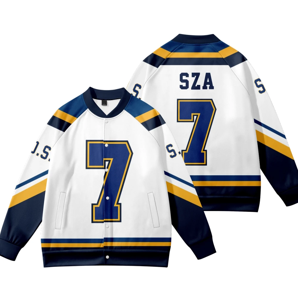 SZA SOS Jersey Rapper Album Tour Merch Baseball Jacket Cosplay Women Men Fashion Casual Sweatshirts