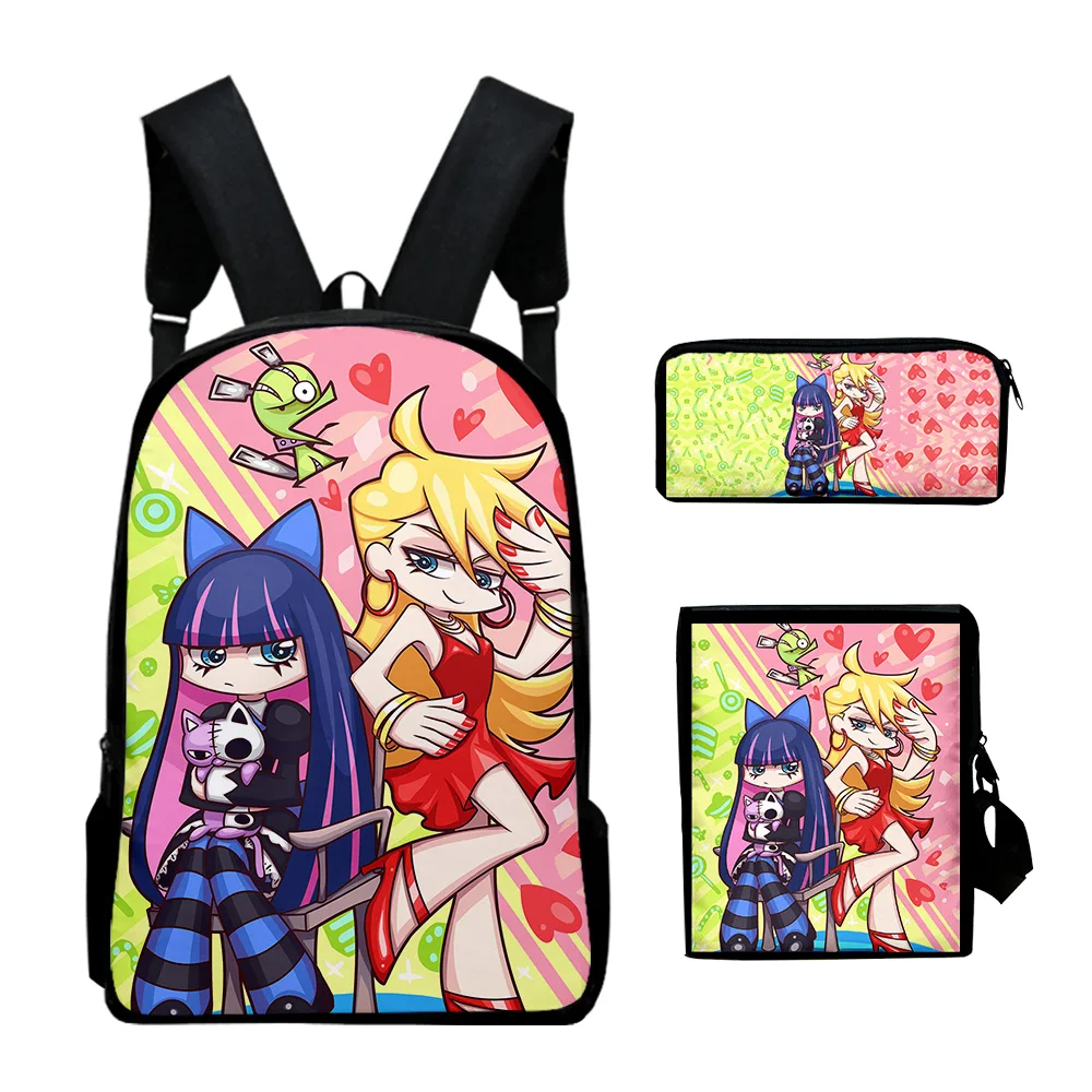 

Panty and Stocking Anime 2024 New Cartoon Backpack 3 Pieces Sets Shoulder Bags Unisex Daypack Zipper Bag Unique Pencil Bag