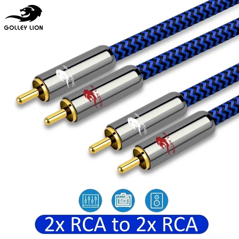 

Dual RCA Male to 2 RCA Male Audio Cable for Amplifier DVD CD Player TV Subwoofer Preamp Speaker Home Theater OFC Shielded Cords