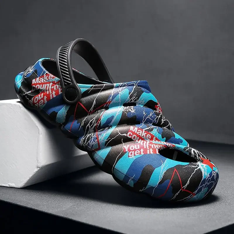 

Сабо мужские тапочки камуфляжные уличные пляжные шлепанцы с мягкими отверстиями дизайнерская роскошная дешевая обувь Liquidation Y2k оригинальная мужская обувь Eva