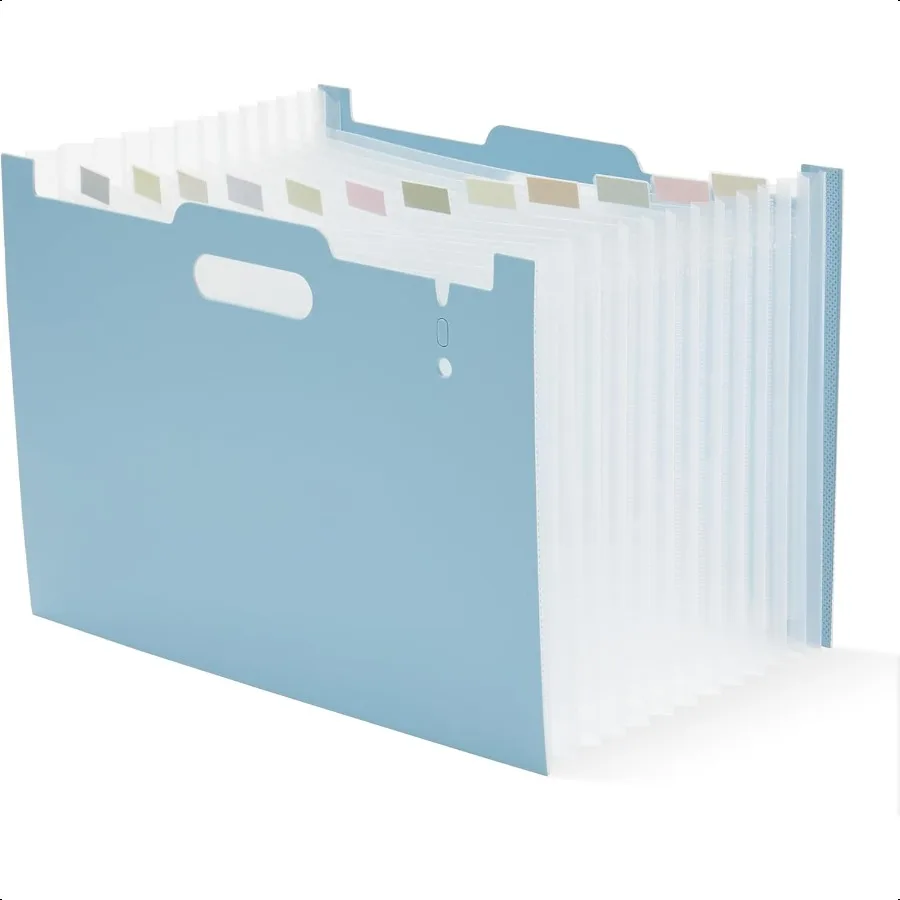 

2 Pack Accordion File Organizer with Handle 12 Pockets Expanding File Folder with Removable Tabs for A4 Letter Size Paper Plast