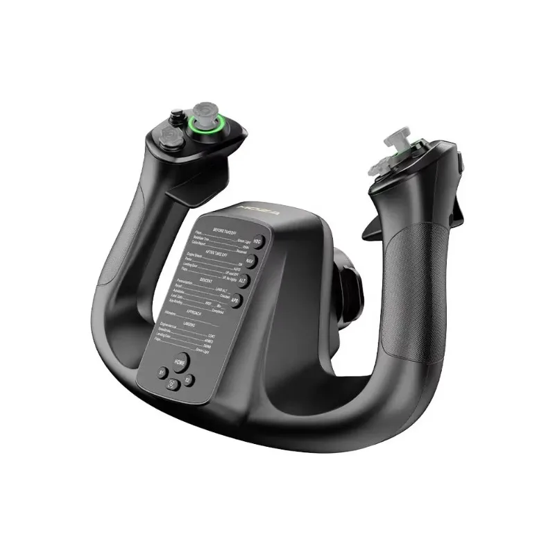 Wireless 2.4GHz joystick flight game emulator with dual vibration, eco-friendly design, black, for PC
