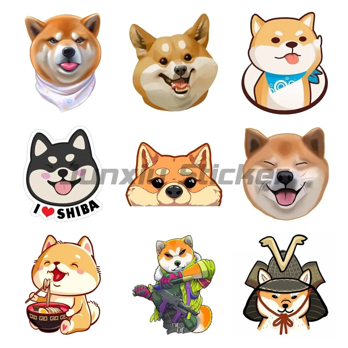 

Виниловые наклейки для автомобиля Shiba Inu, милая наклейка с героями мультфильмов, окклюзия, царапины, окна, ноутбука, защита двери автомобиля