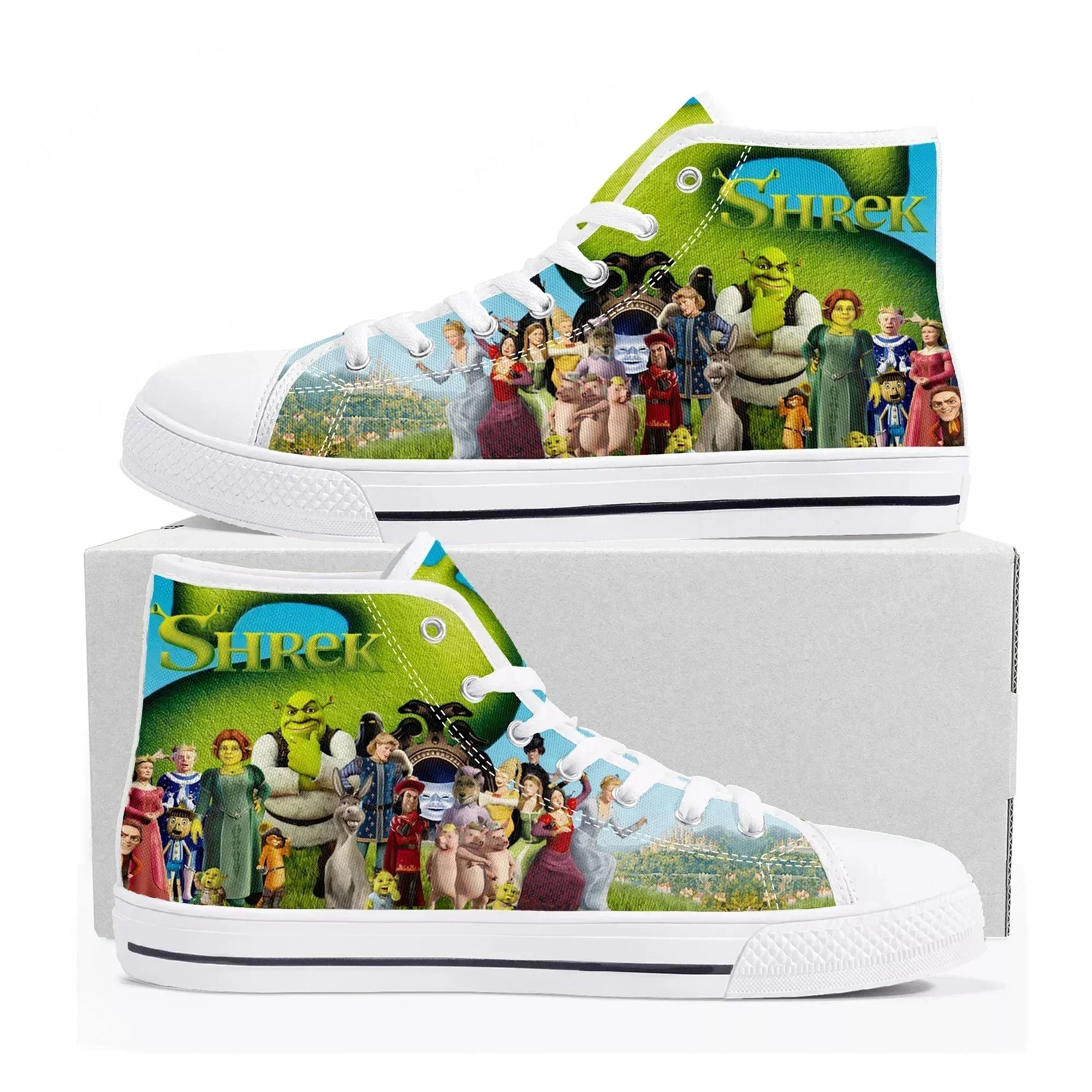 S-Shrek High Top Sneakers Mens Womens High Quality Canvas Sneaker Anime Cartoon Comics Manga Couple Customized Shoes