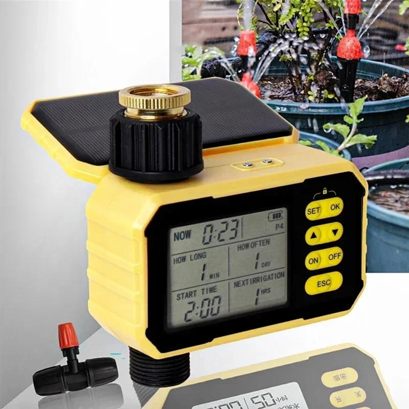 ABJN-Solar Powered Intelligent Irrigation Watering Timer Automatic Lawn Plant Garden Controller Auto Water Saving System