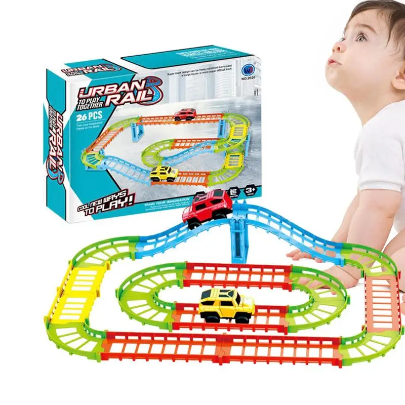 Rail Car Educational Toys Durable Racing Car Toys With 2 Mini Cars Gift For Kids High Quality Educational Toys Vehicle Playset