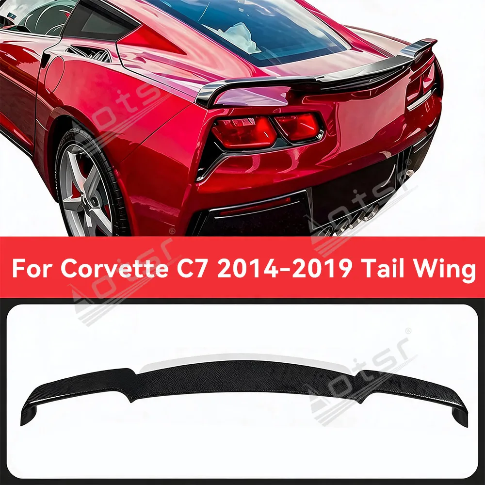 2014-2019 for Chevrolet Corvette C7 Rear Wing Spoiler Carbon Fiber Style Rear Lip Pneumatic Kit Exterior Modification Accessorie