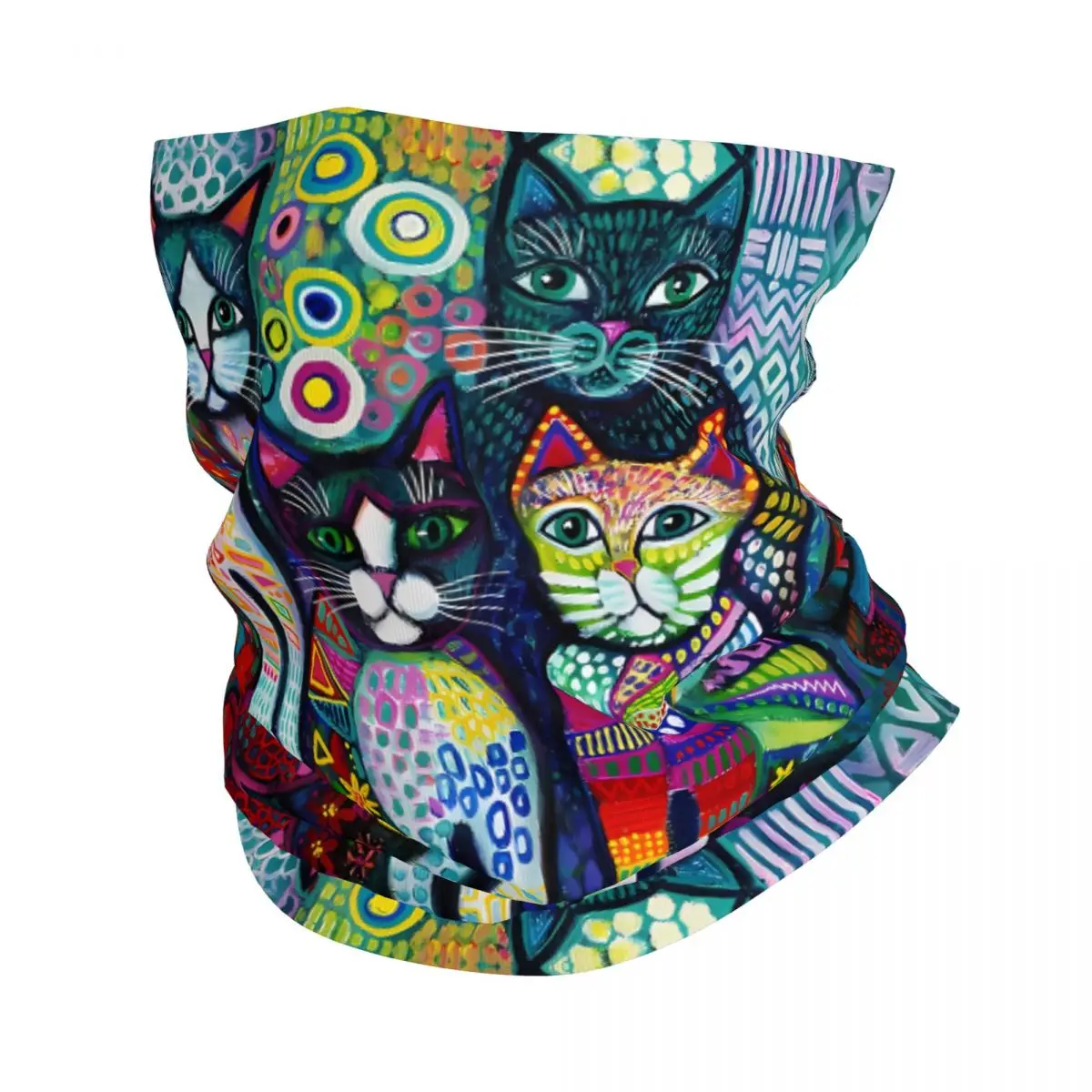 Quirky Cats Scarf Neckerchief Neck Face Mask Polyester