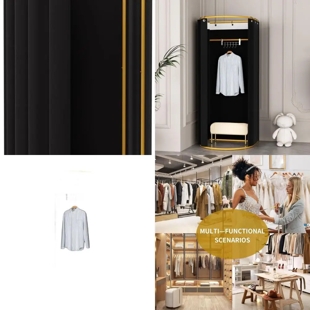 

Portable Privacy Screen for Clothing Stores - Foldable Dressing Room Divider with Shaded Curtain