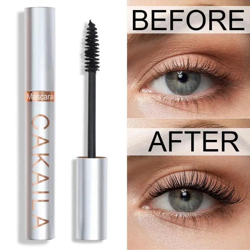 Black Mascara 3D Silk Fiber Mascara 24H Waterproof Extra Volume Smudge-proof Curling Lengthening Eyelash Extension Eye Makeup