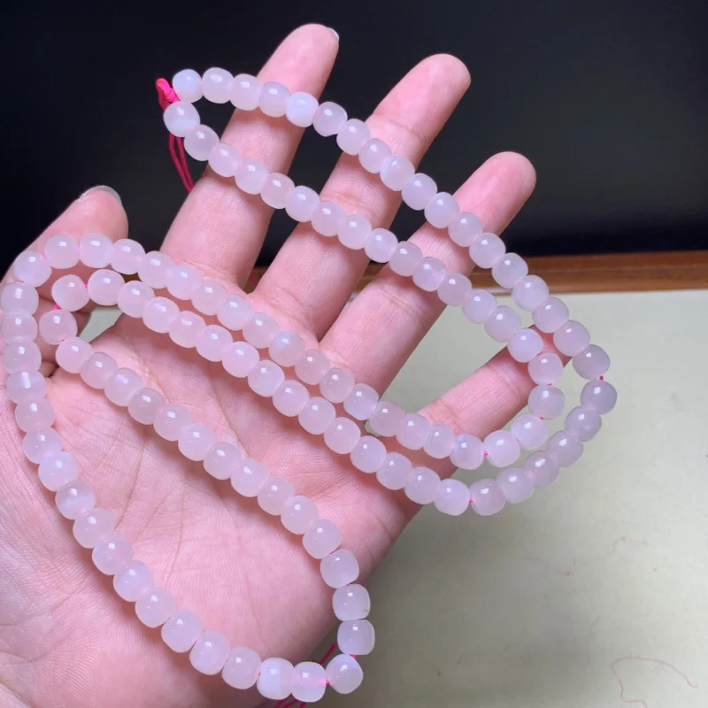 

Браслет-цепочка из нефрита Хэтиан, розовый, в старинном стиле, длинный, с несколькими петлями