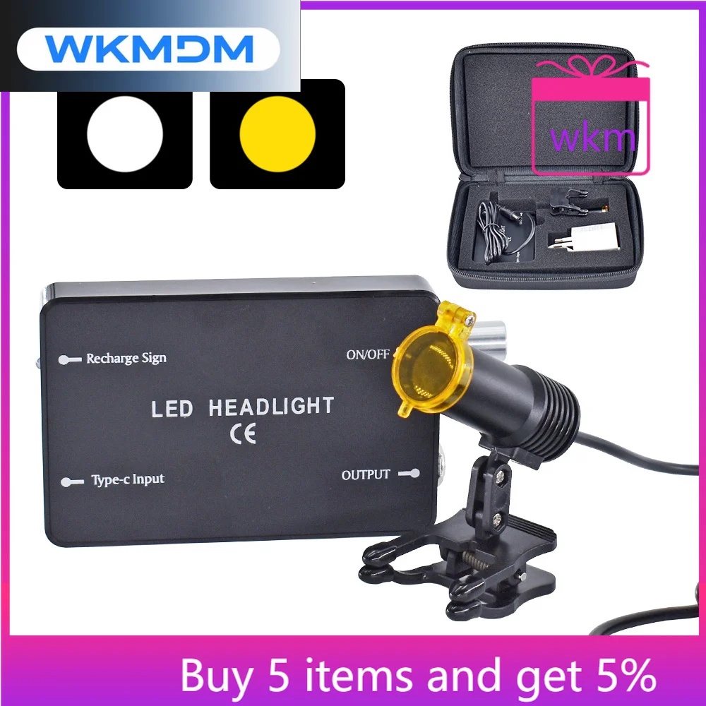 den tal Surgical Operation Headlight 5W Headlight Belt Clip Type Headlamp with Optical Filter Surgical Led Light