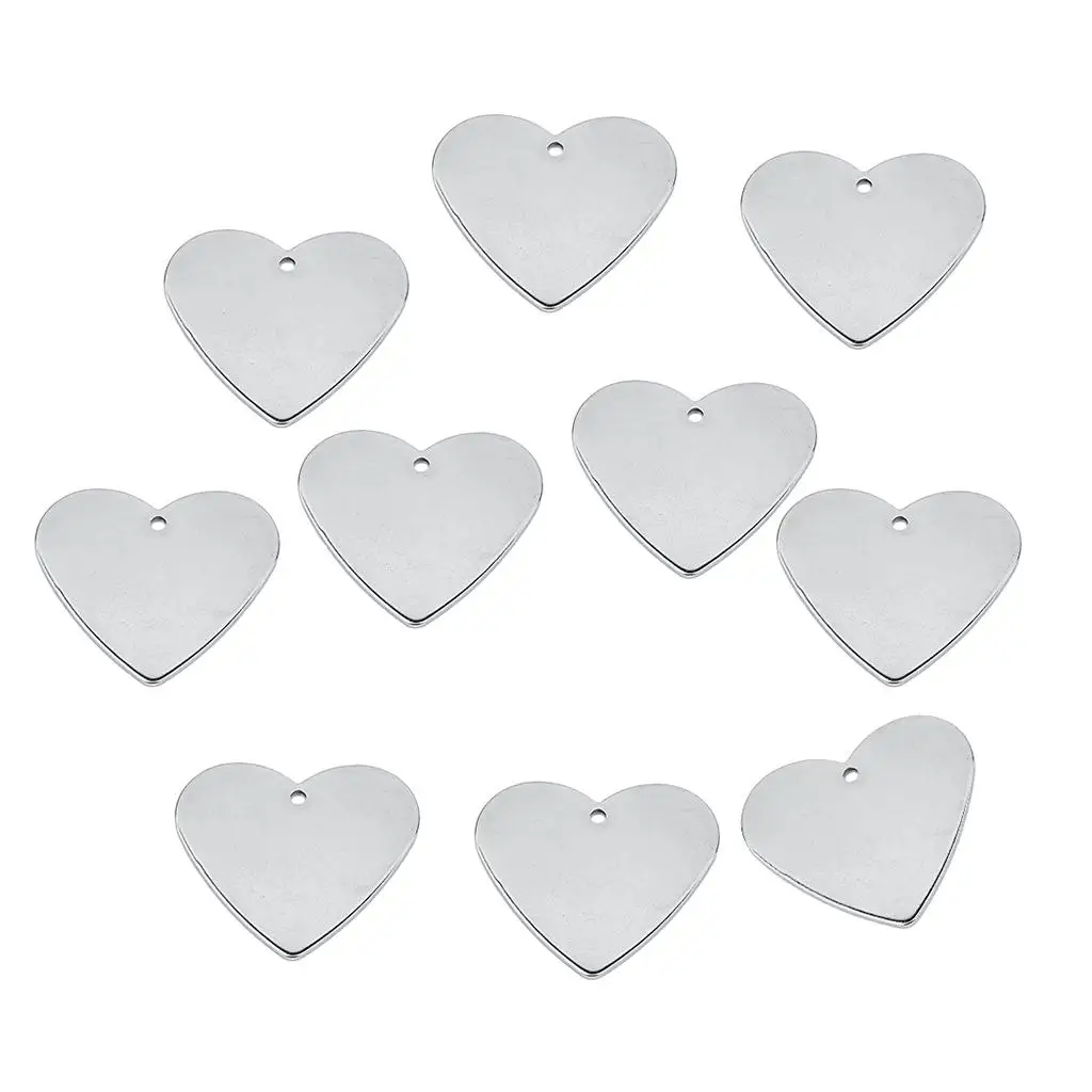 Love Heart Blank Stamping Tag Pendants Initial Charm for Personalized Jewelry Making and Crafts