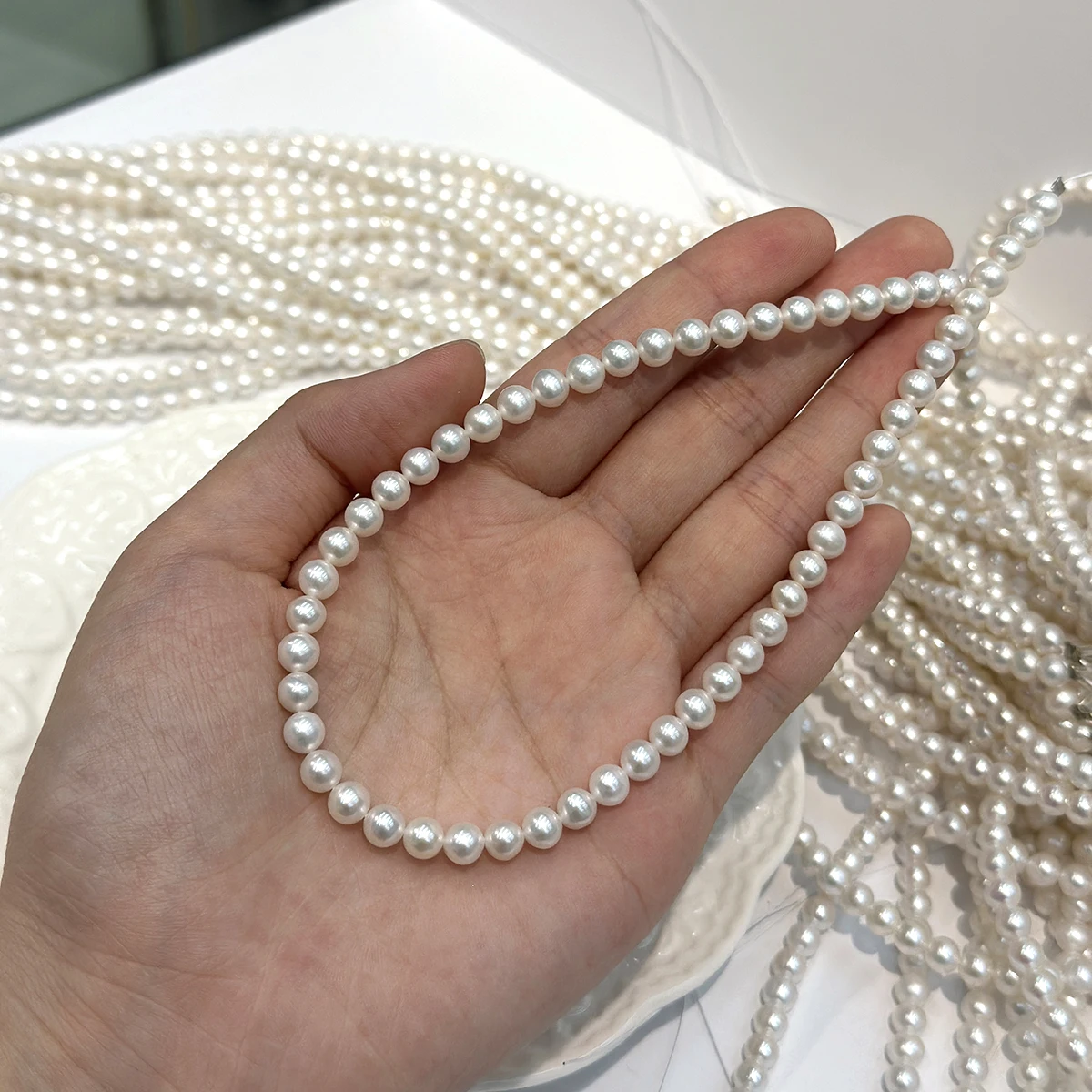 AAAA 5-6MM Near-round Pearls 36cm Natural Freshwater Pearl Strand Beads for Jewelry Making DIY Necklaces Bracelets Accessories