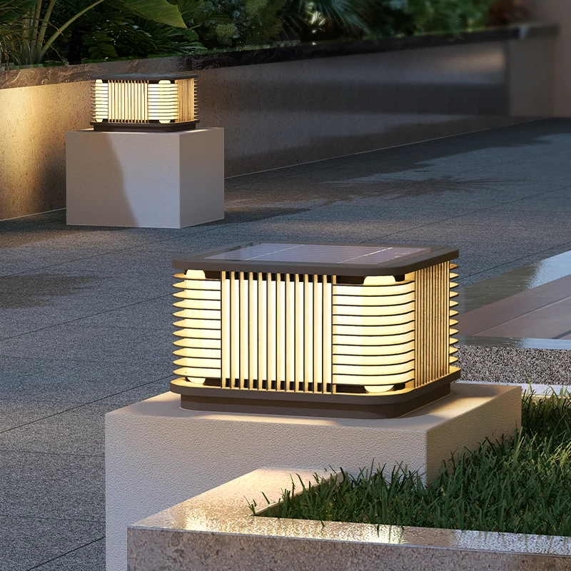 Solar Pillar Lights LED Wall Lamp Home Decor Lighting Outdoor Waterproof Solar Energy Square Lamp Fence Villa Gate Garden Door