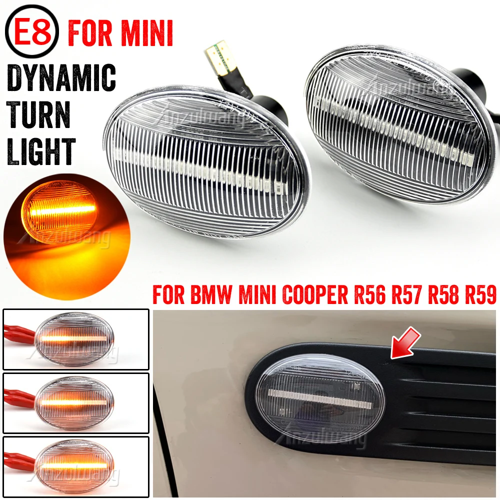 

2X 12V Car Flowing Side Repeater Lamp Dynamic LED Side Marker Light Indicator For BMW MINI Cooper R55 R56 R57 R58 R59 2007-2013