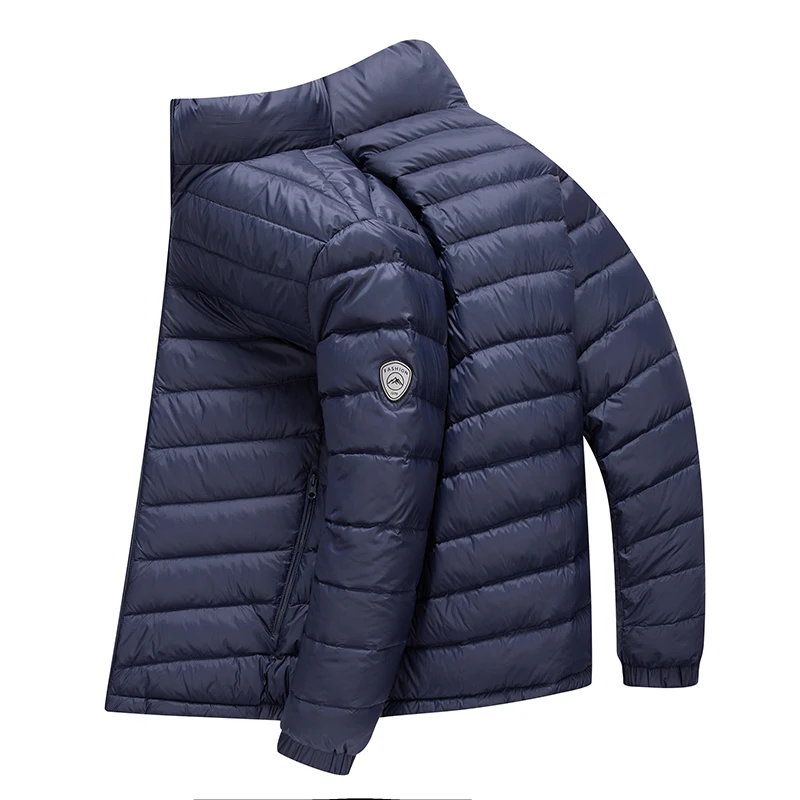 Lightweight Down Jacket for Fashionable Men, Short Stand-up Collar Casual Autumn and Winter Thin Light Warm and Cold-proof Coat