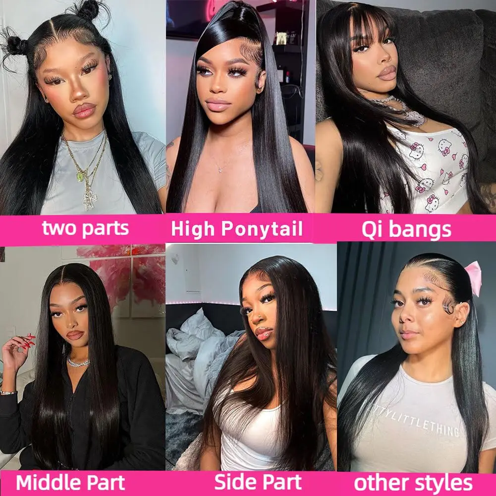 13x4 13x6 HD Transparent Lace Front Human Hair Wigs For Women Pre Plucked Brazilian Straight 360 Frontal 4X4 Lace Closure Wigs